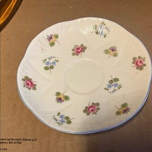 Floral Patterned Saucer with Blue Trim Shelley